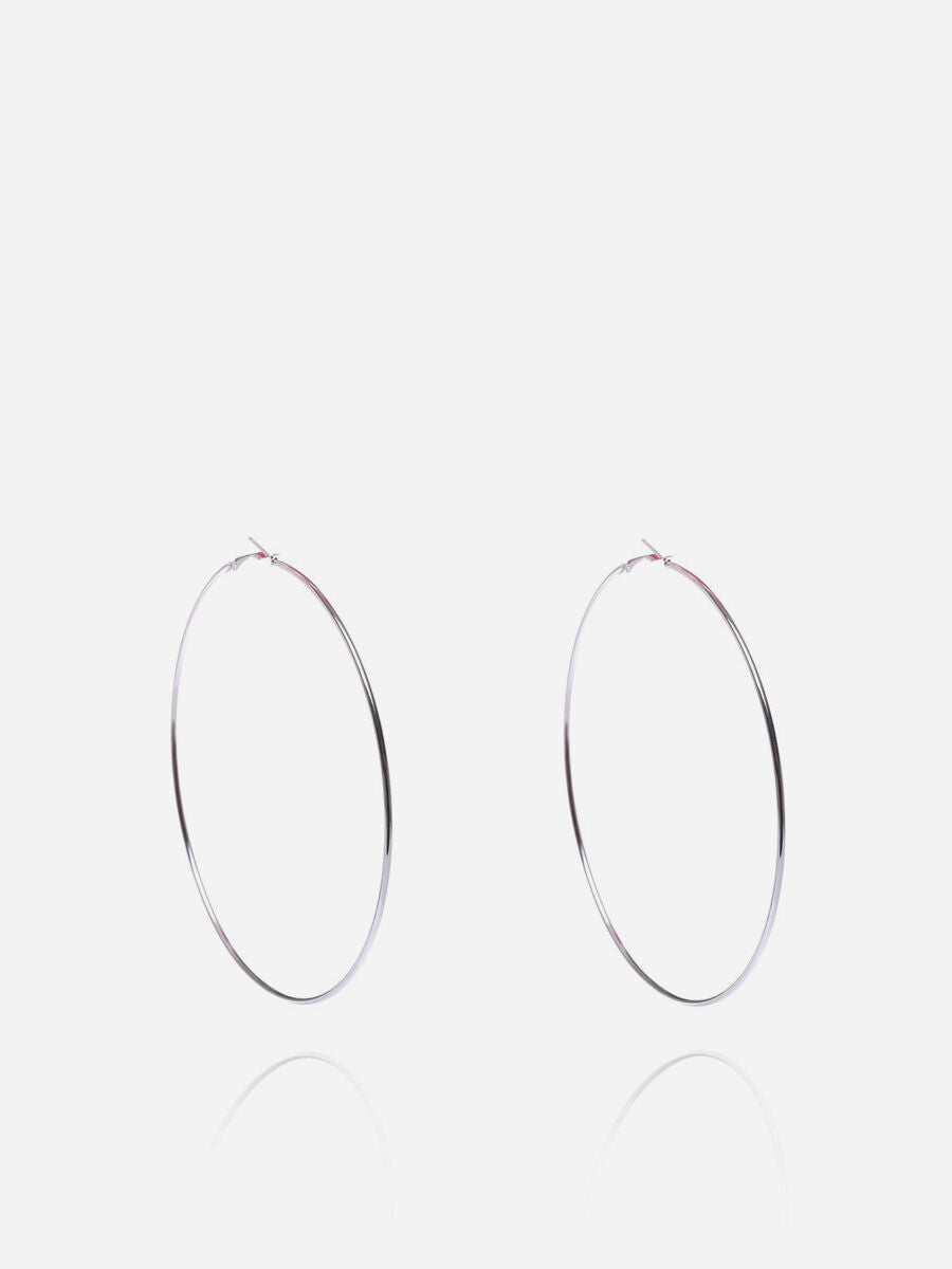 QEMD04 Boucles d'oreilles en forme d'hyperbole pour femmes, grand cercle lisse, en métal en argent, de haute qualité hyperbola shape earrings for women, large smooth circle, silver metal, high quality